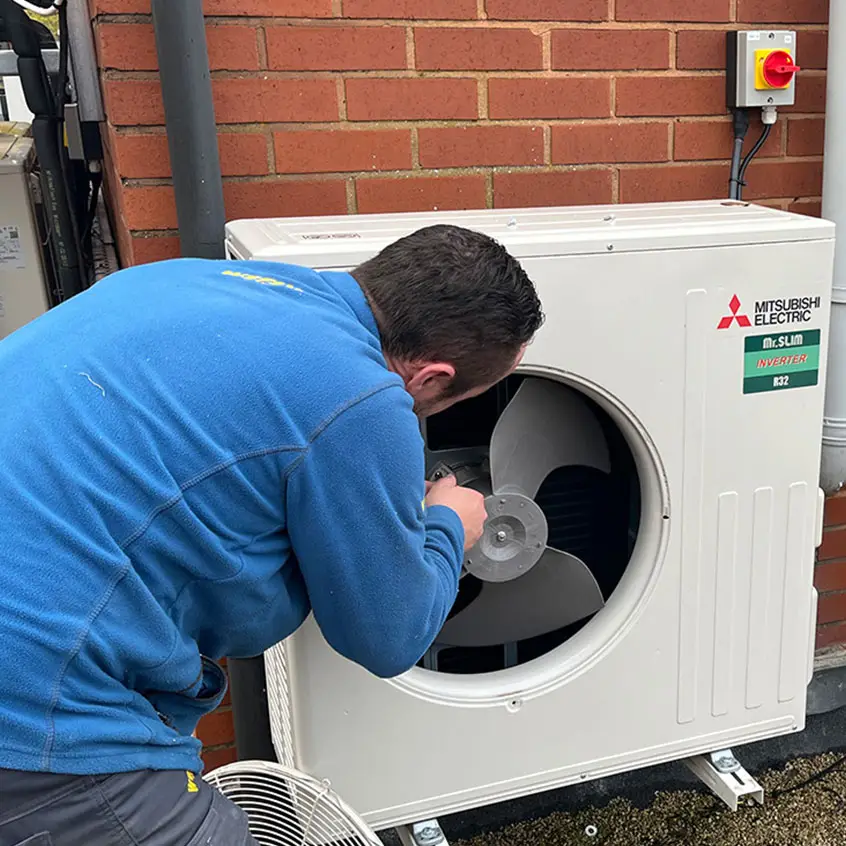 Outdoor air conditioning condenser installed by WeFix London